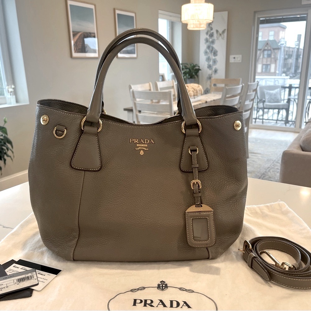 Prada - Vitello Daino Sacca 2 Manici in Argilla - Satchel / Crossbody / Tote Bag - Picture 3 of 16